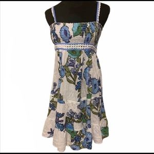 Free People Sleeveless White & Blue Floral dress